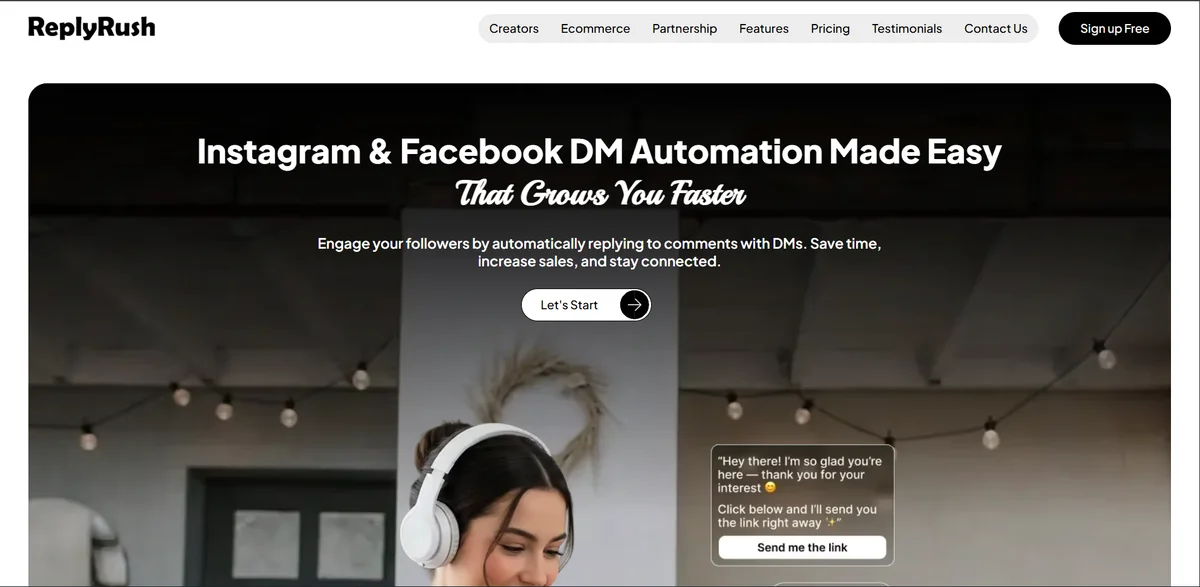 ReplyRush, per-DM Instagram automation with a free tier